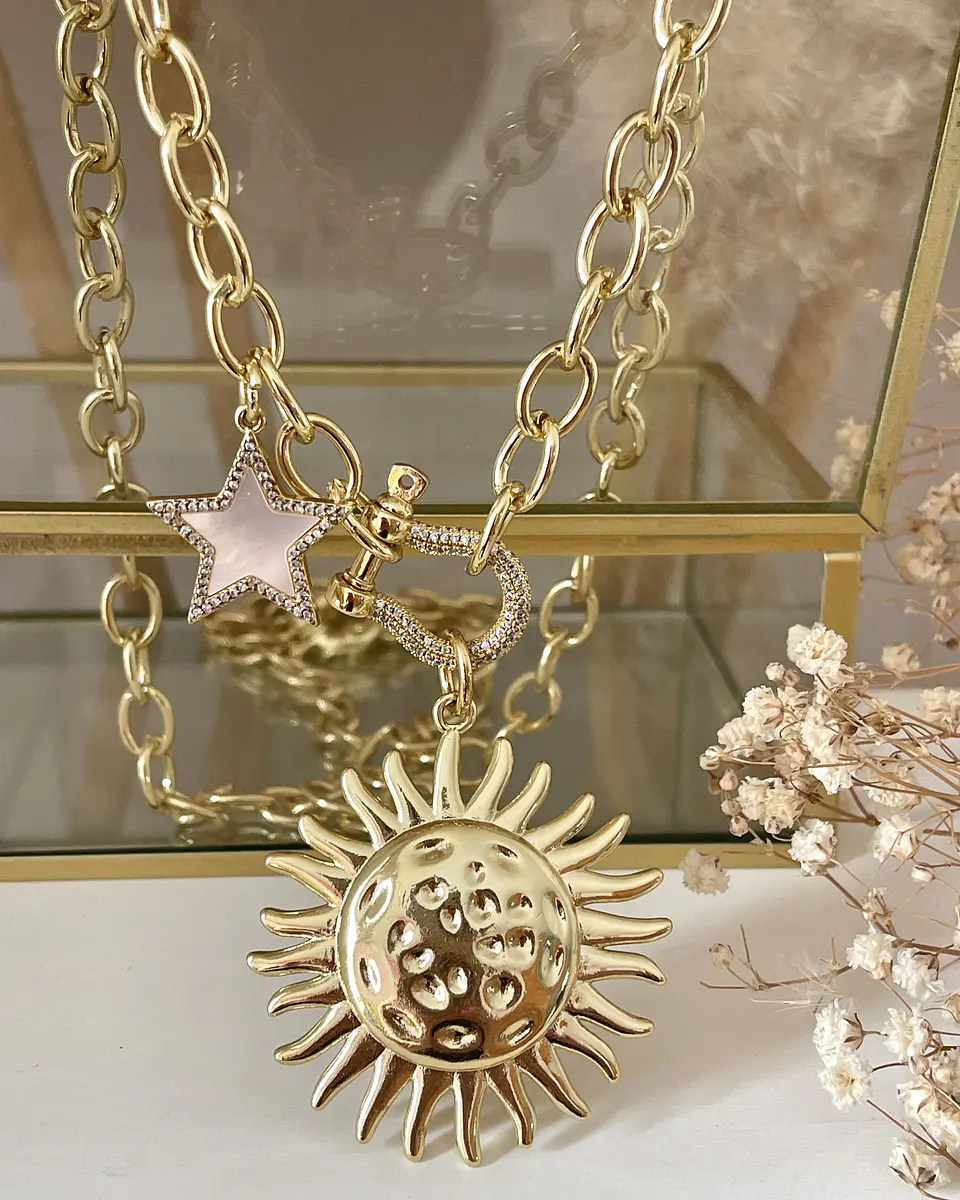 Collar XL Maxi Girasol estrella eslabones ovalados Gold  4