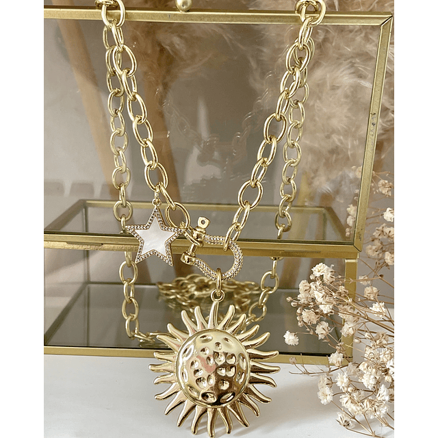 Collar XL Maxi Girasol estrella eslabones ovalados Gold 