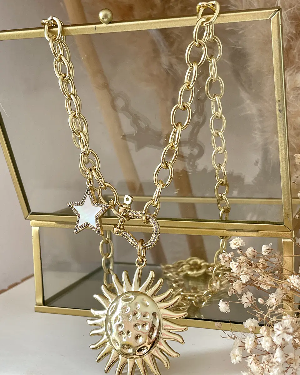 Collar XL Maxi Girasol estrella eslabones ovalados Gold  13