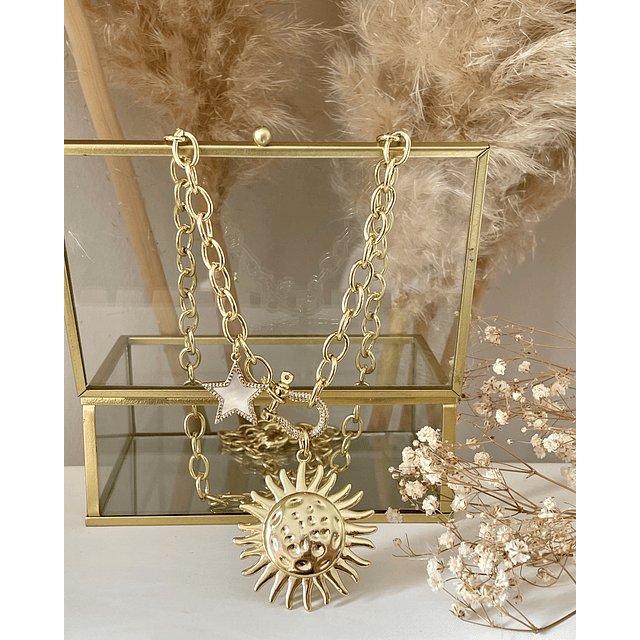 Collar XL Maxi Girasol estrella eslabones ovalados Gold 