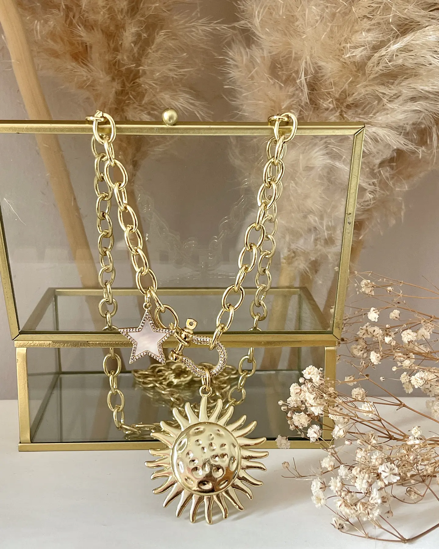 Collar XL Maxi Girasol estrella eslabones ovalados Gold  6