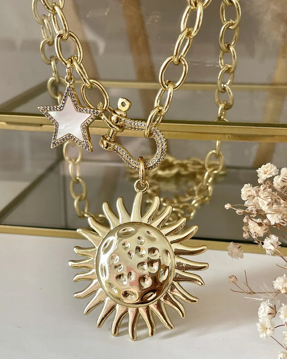 Collar XL Maxi Girasol estrella eslabones ovalados Gold  8