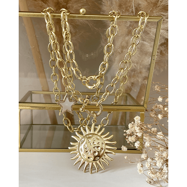 Collar XL Maxi Girasol estrella eslabones ovalados Gold 