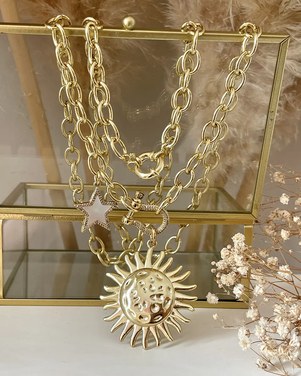 Collar XL Maxi Girasol estrella eslabones ovalados Gold  2