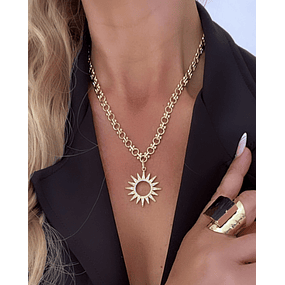 Collar Sol Rayos Circones Gold