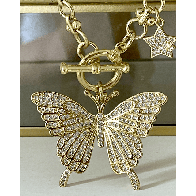 Collar Maxi Mariposa Circones punto de luz gold