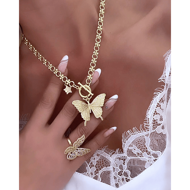 Collar Maxi Mariposa Circones punto de luz gold