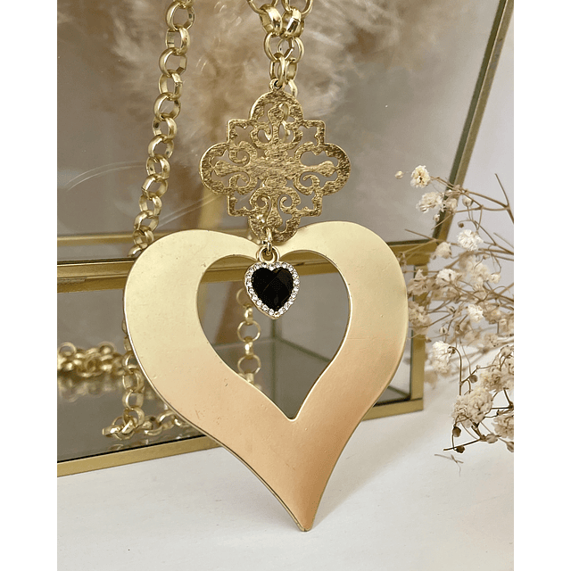 Collar XL Corazón Conector Mándala Gold