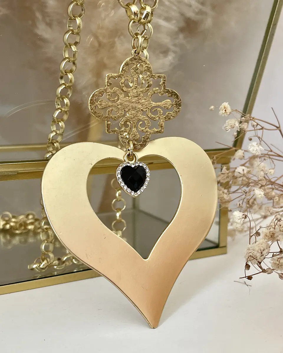 Collar XL Corazón Conector Mándala Gold 3
