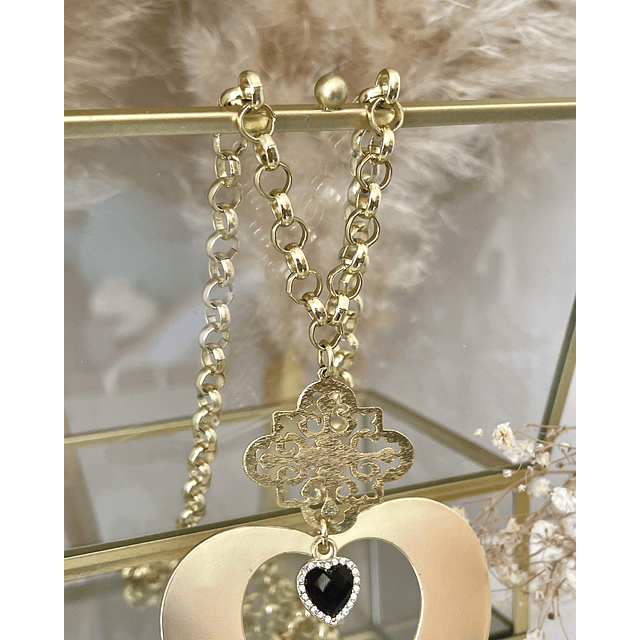 Collar XL Corazón Conector Mándala Gold
