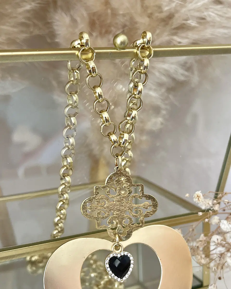 Collar XL Corazón Conector Mándala Gold 7