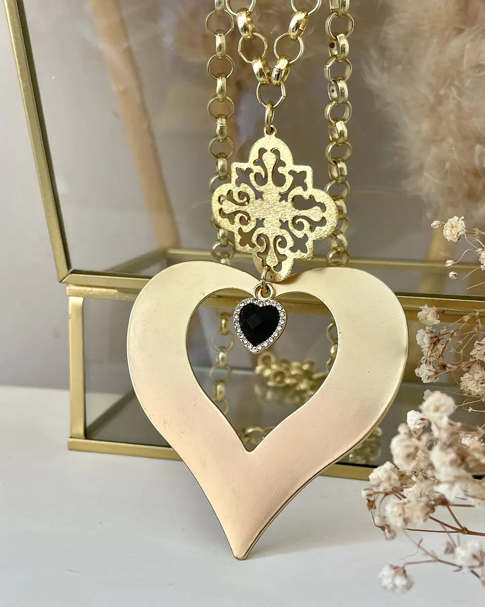 Collar XL Corazón Conector Mándala Gold 5