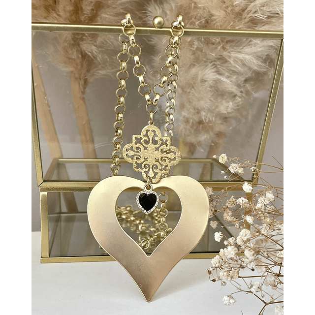 Collar XL Corazón Conector Mándala Gold