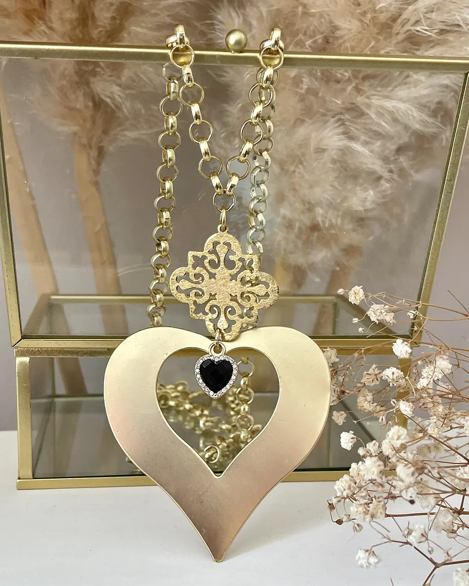 Collar XL Corazón Conector Mándala Gold 2