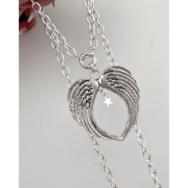 Collar XL Maxi Alas Punto luz Estrellita Silver eslabones ovalados