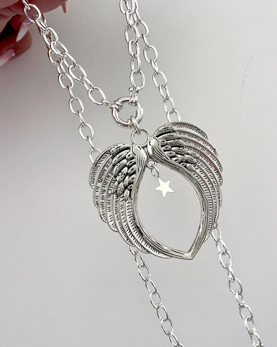 Collar XL Maxi Alas Punto luz Estrellita Silver eslabones ovalados 5
