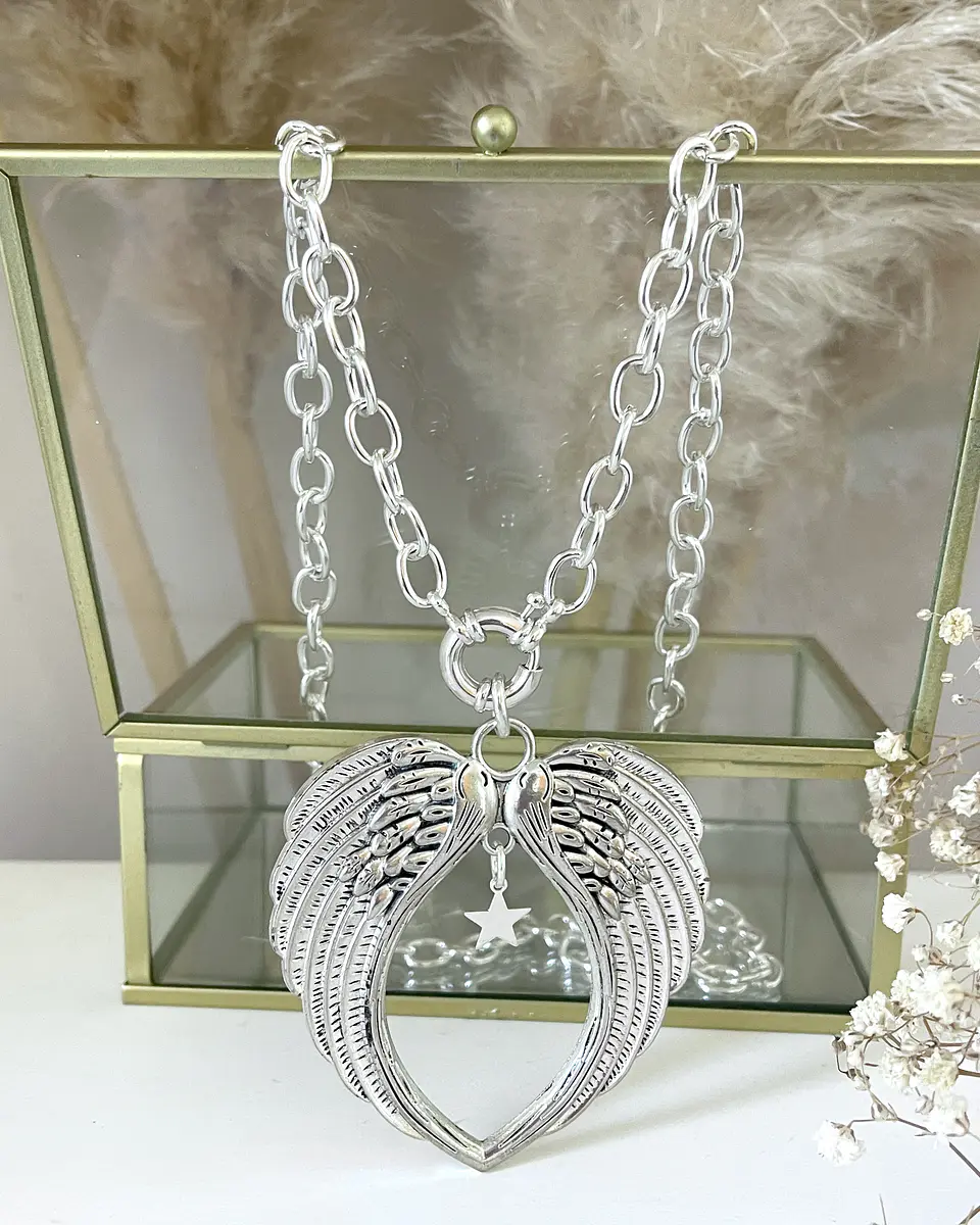 Collar XL Maxi Alas Punto luz Estrellita Silver eslabones ovalados 2