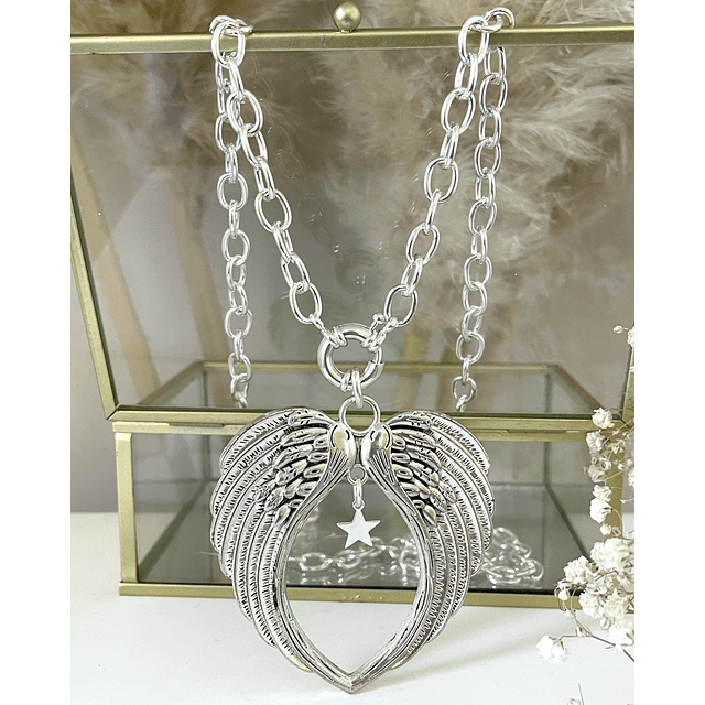 Collar XL Maxi Alas Punto luz Estrellita Silver eslabones ovalados