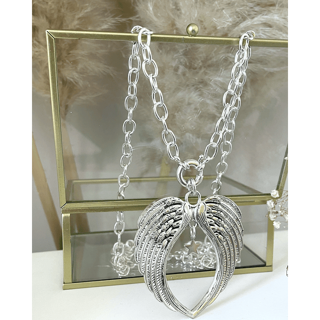 Collar XL Maxi Alas Punto luz Estrellita Silver eslabones ovalados