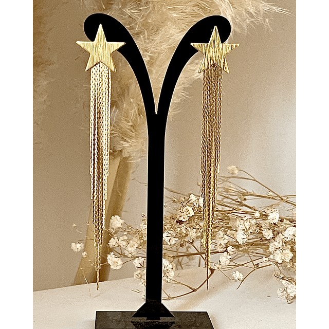 Aros Estrella Cascada Flecos Gold