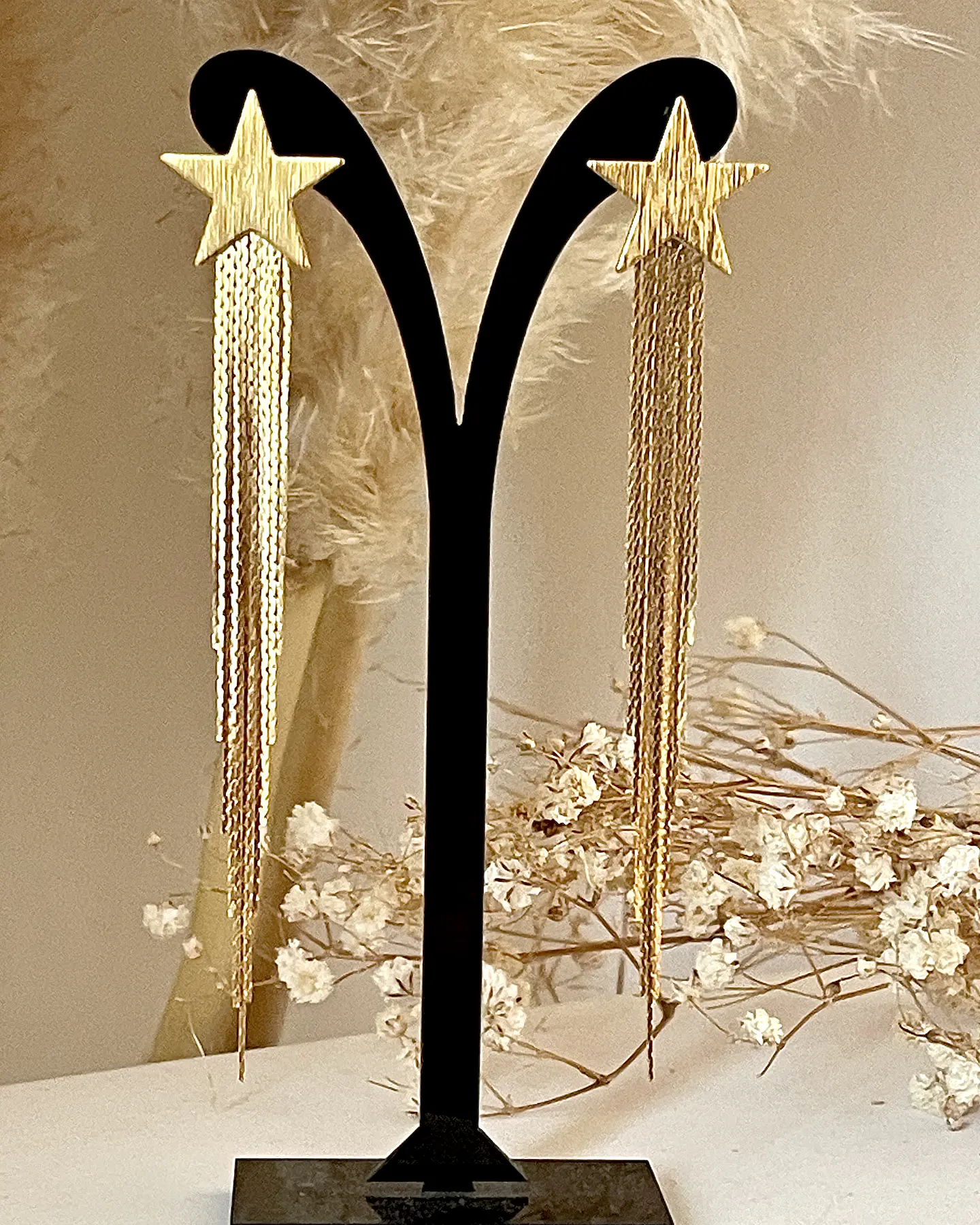 Aros Estrella Cascada Flecos Gold 1