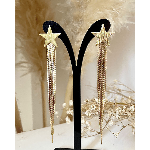 Aros Estrella Cascada Flecos Gold