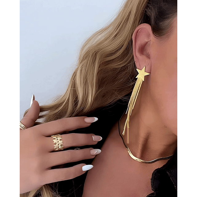 Aros Estrella Cascada Flecos Gold