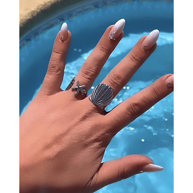 Dúo Anillos Ocean Vibes silver
