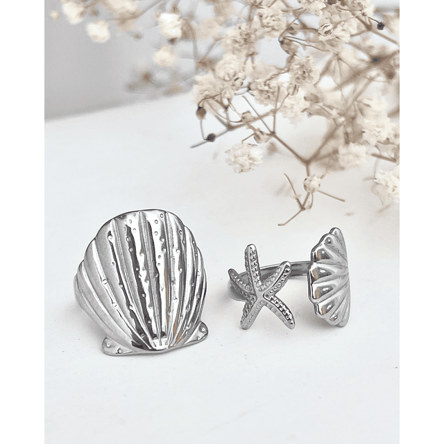 Dúo Anillos Ocean Vibes silver