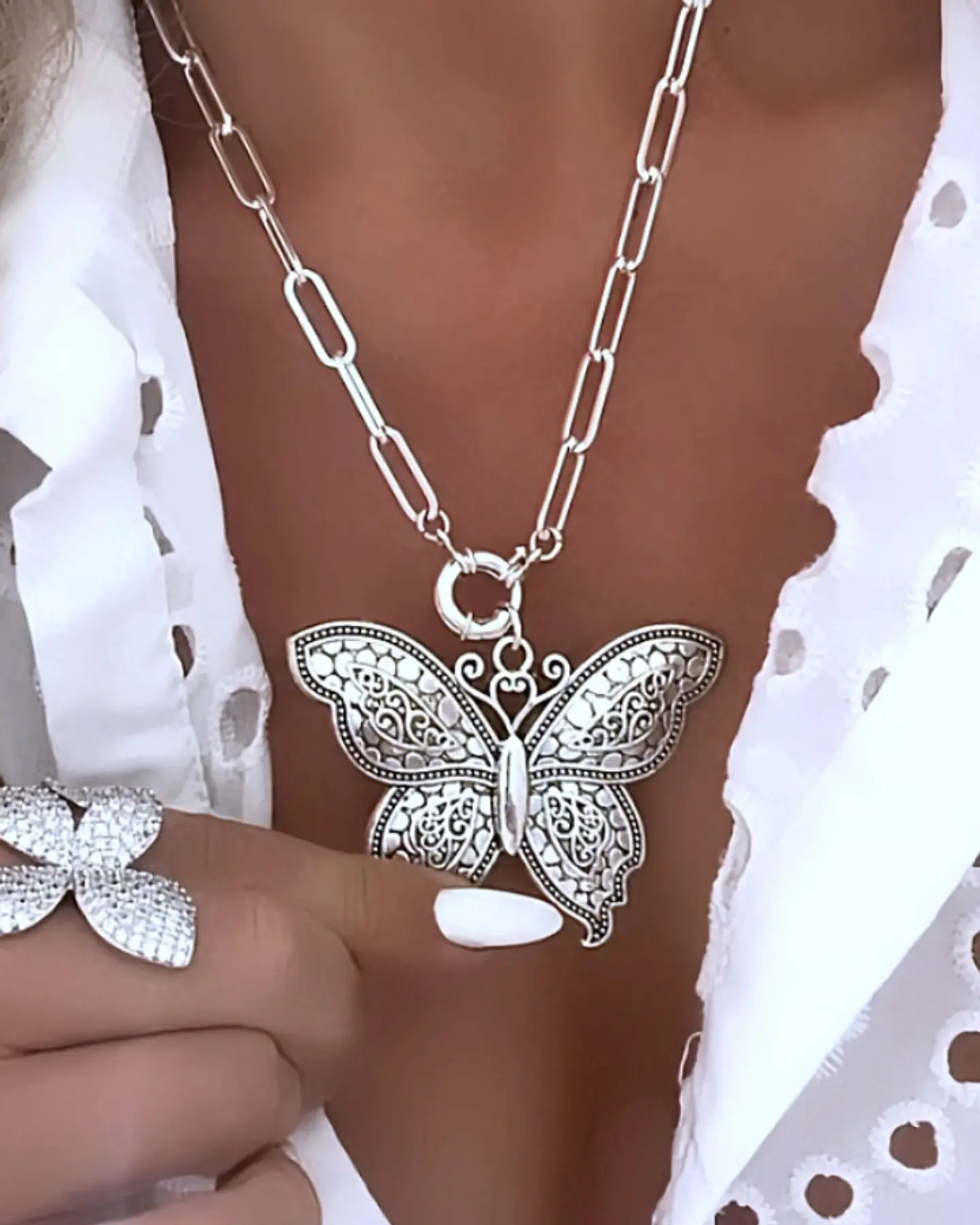 Collar Maxi Mariposa Silver  3