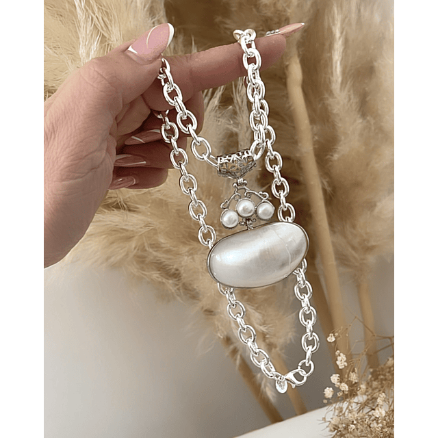 Collar Maxi dije Perlas Nácar Silver