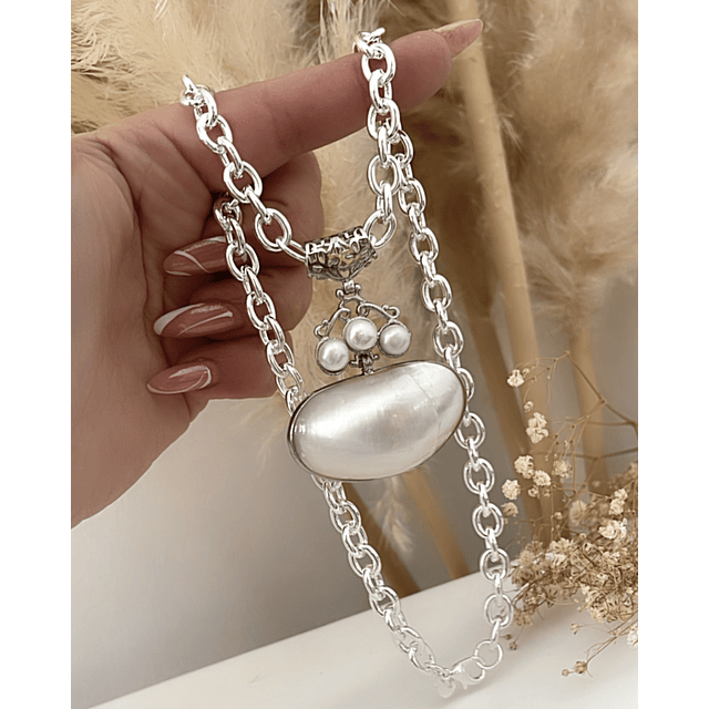 Collar Maxi dije Perlas Nácar Silver