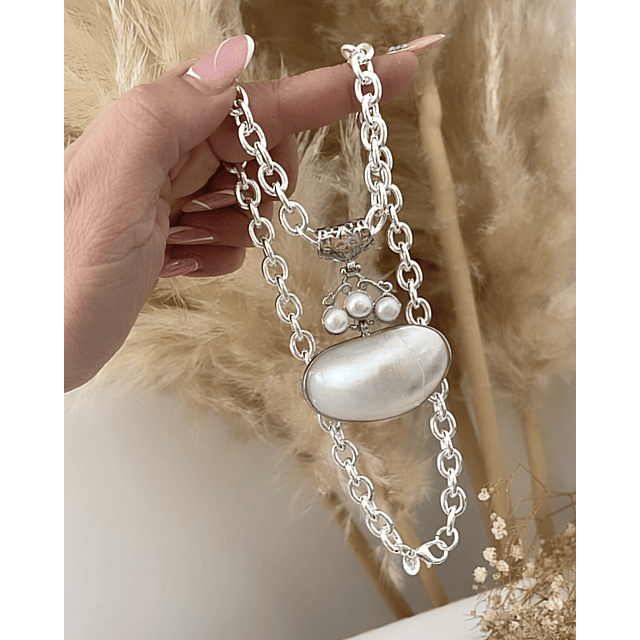 Collar Maxi dije Perlas Nácar Silver