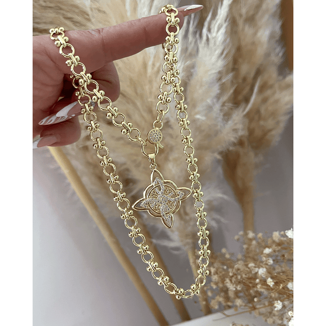 Collar Nudo de Bruja eslabones mixtos Gold