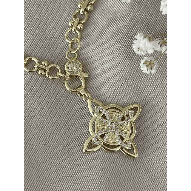 Collar Nudo de Bruja eslabones mixtos Gold