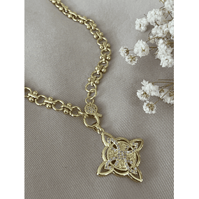 Collar Nudo de Bruja eslabones mixtos Gold