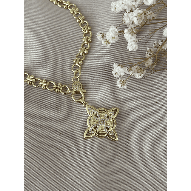 Collar Nudo de Bruja eslabones mixtos Gold