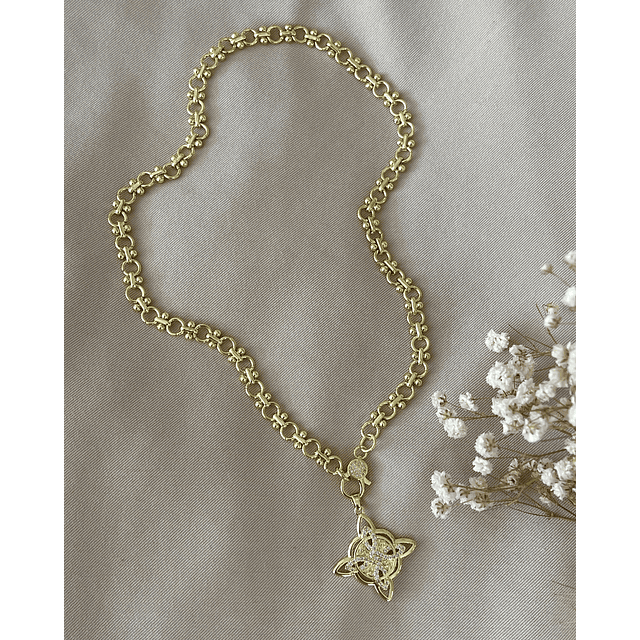 Collar Nudo de Bruja eslabones mixtos Gold