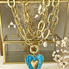 Collar XL Maxi Corazón Turquesa Maxi Eslabones Gold