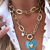Collar XL Maxi Corazón Turquesa Maxi Eslabones Gold