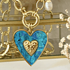 Collar XL Maxi Corazón Turquesa Maxi Eslabones Gold