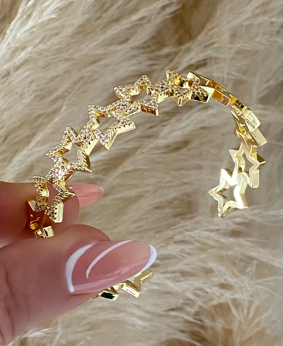  Brazalete 10 Estrellas Circones Gold 5