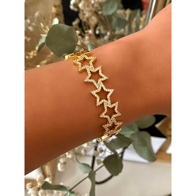 Brazalete 10 Estrellas Circones Gold