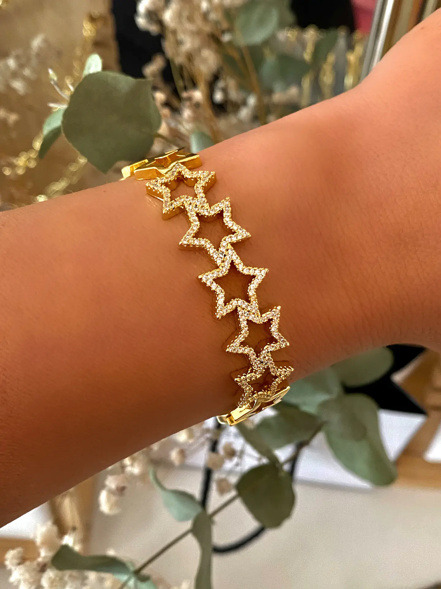  Brazalete 10 Estrellas Circones Gold 3