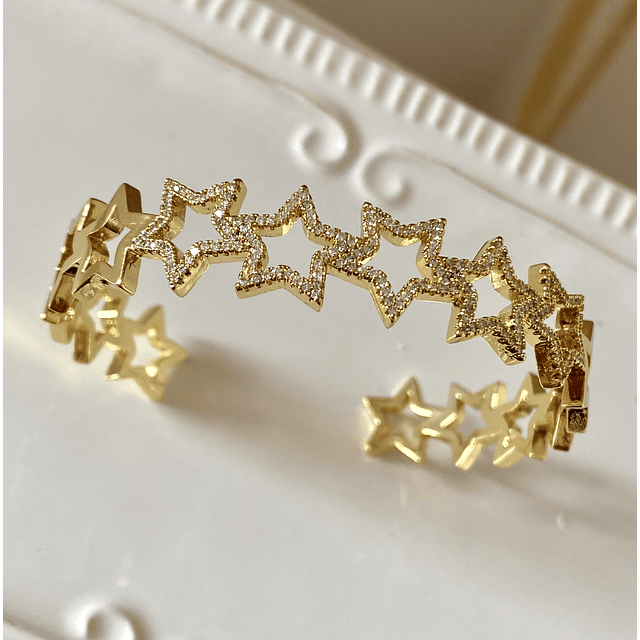  Brazalete 10 Estrellas Circones Gold