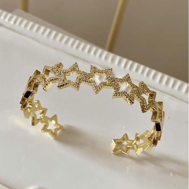  Brazalete 10 Estrellas Circones Gold