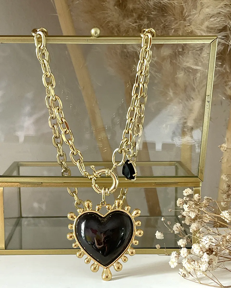 Collar Maxi Corazon Luxury Black &Gold 2