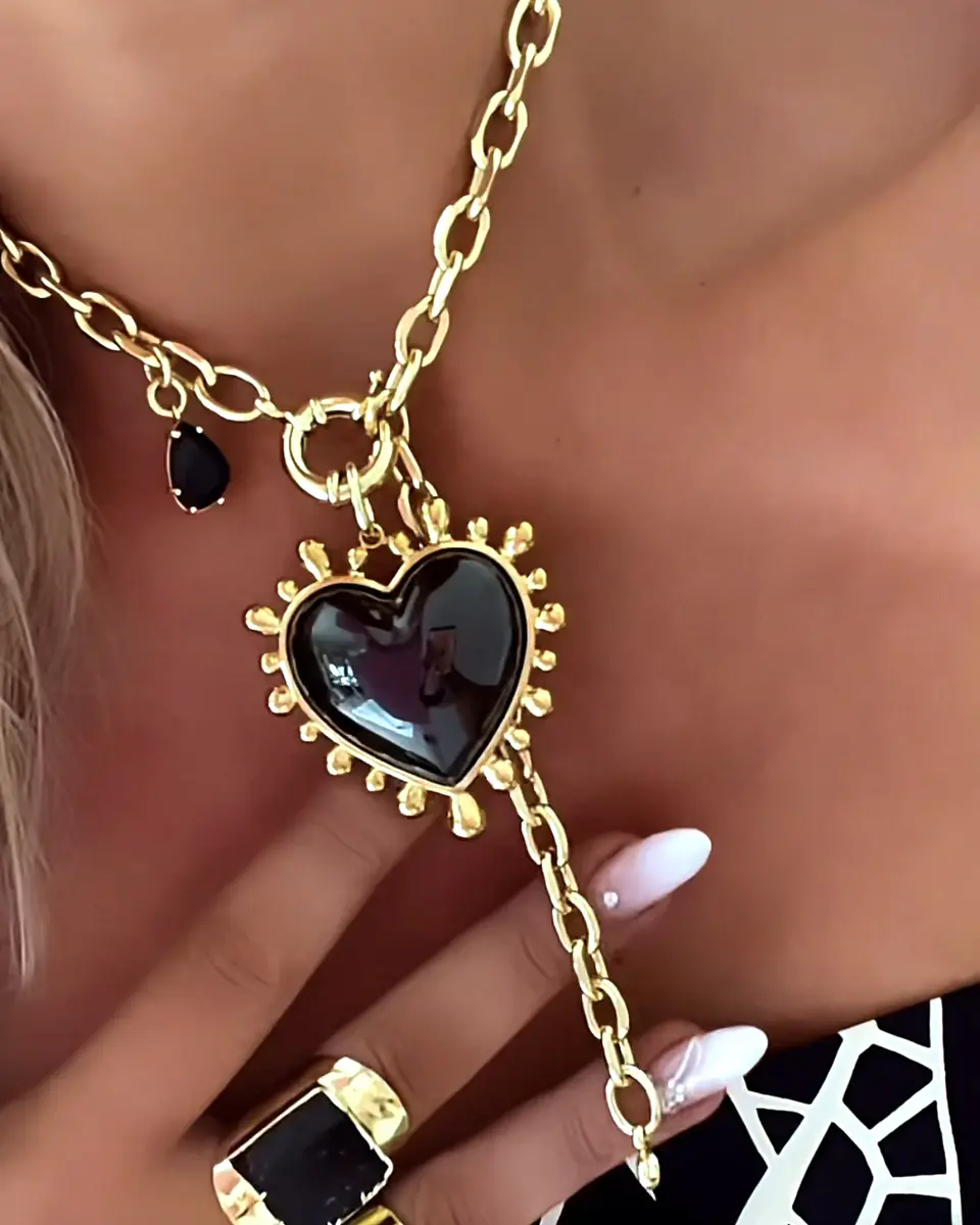 Collar Maxi Corazon Luxury Black &Gold 9