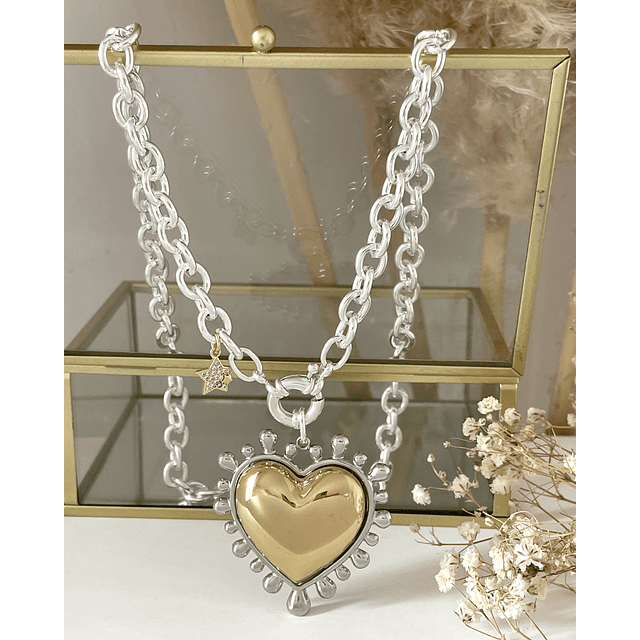 Collar Maxi Corazon Luxury Silver &Gold