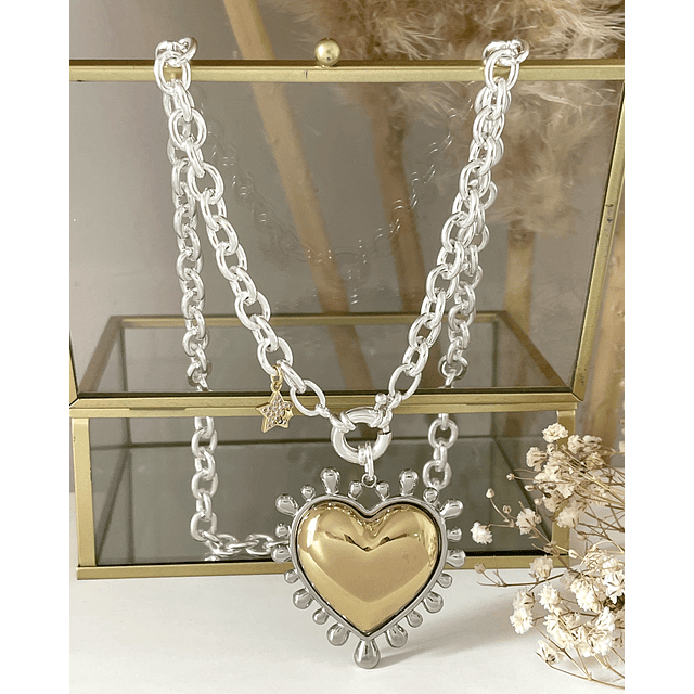 Collar Maxi Corazon Luxury Silver &Gold
